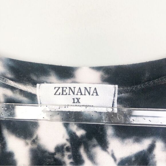 ZENANA | Black & White Short Sleeve Stretchy Crewneck Tee Women’s Plus Size 1X - Picture 7 of 9